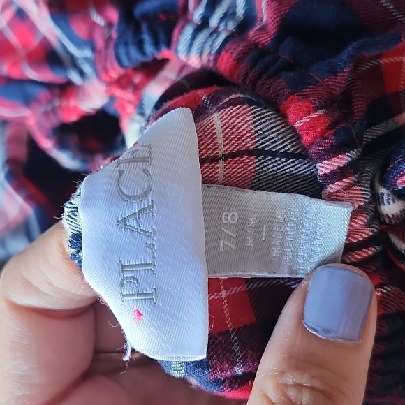 Girls Plaid Twill Tiered Dress - Ruby - Picture 4 of 4